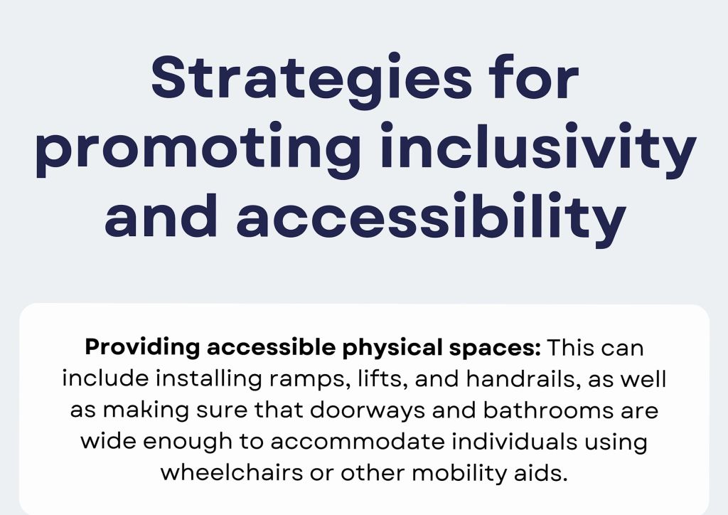 Infographic of strategies for promoting inclusivity and accessibility.


