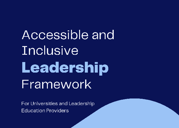 'Accessible and Inclusive Leadership Framework for Universities' front cover